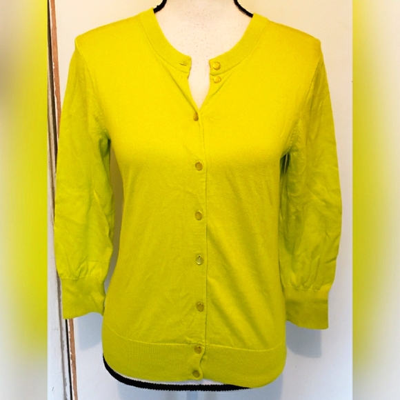 J. Crew Factory Sweaters - J. Crew Factory Neon Green Cardigan Button Down
